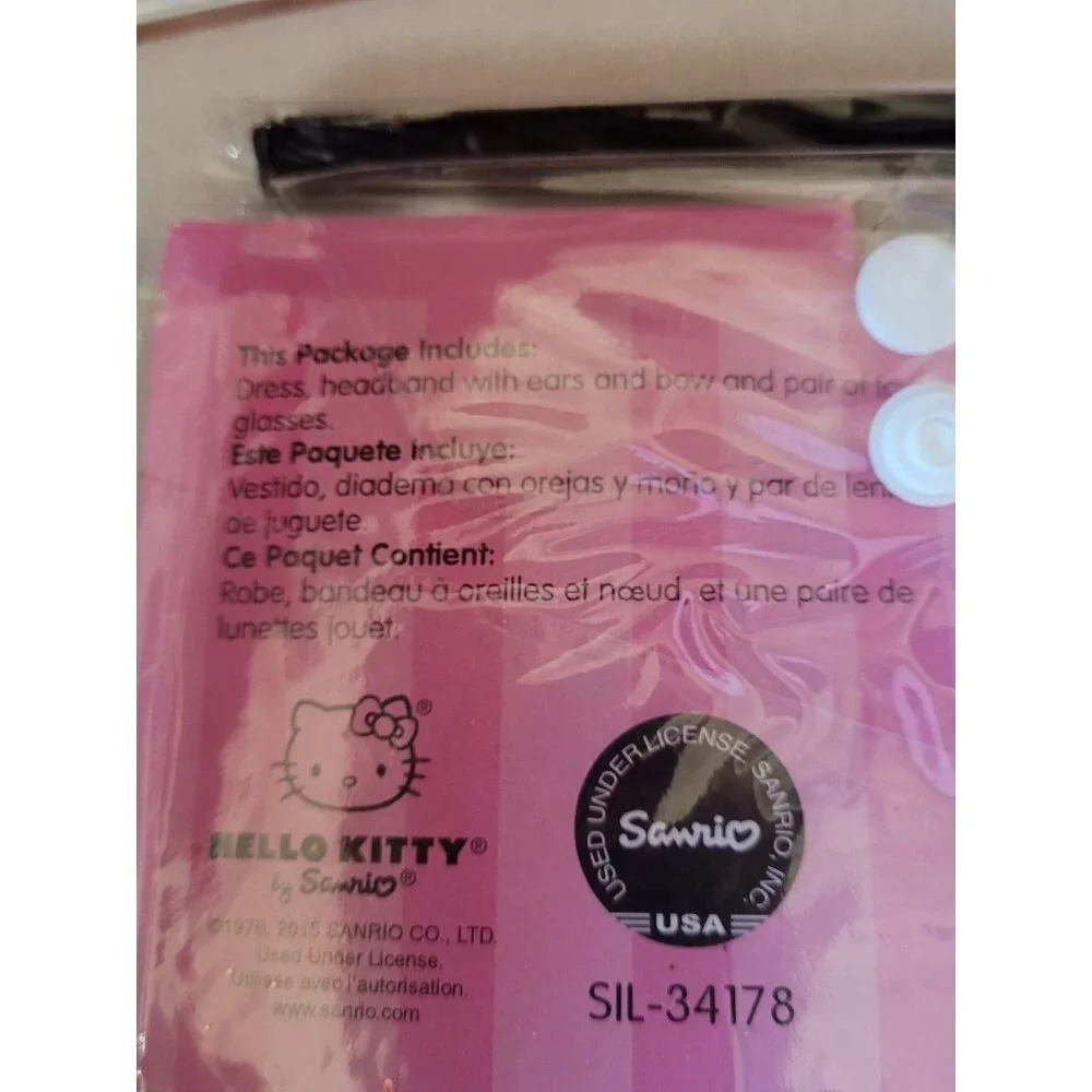 Hello‎ Kitty Costume Girls Sz Tall Jr. 7-9 Dress with Kitty Ear And Glasses